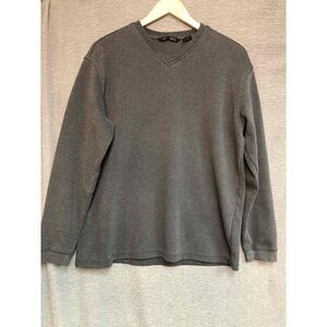Axist Gray V-Neck Long Sleeve Ribbed Hem Mens Sweater Size Medium